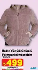 KADIN YÜN GÖRÜNÜMLÜ FERMUARLI SWEATSHİRT